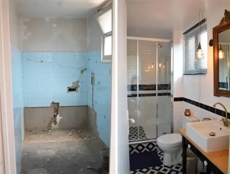 Avant après rénovation de salle de bain avec douche
