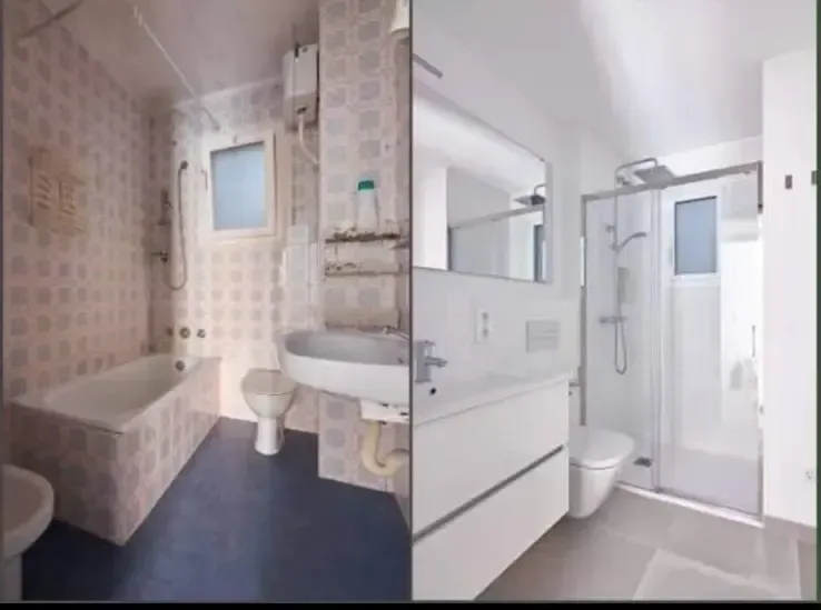 Avant après rénovation complète de salle de bain