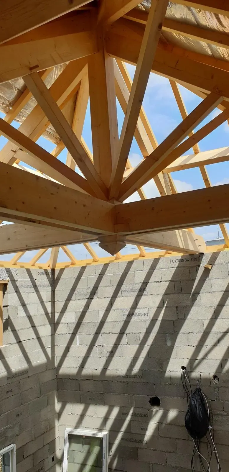 Assemblage de charpente bois en croupe