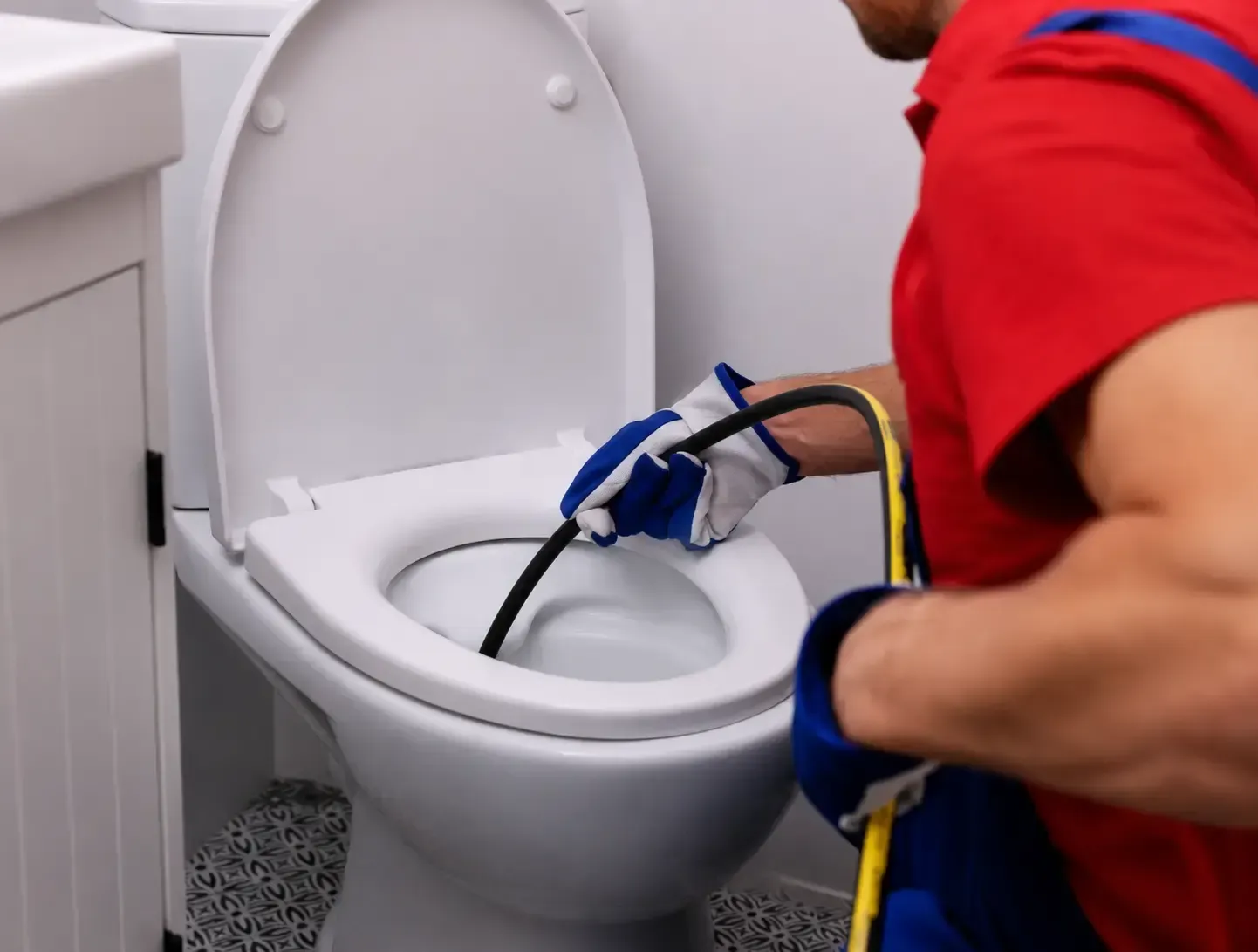 Débouchage d'un WC au furet électrique par SDR Habitat 44 à La Baule